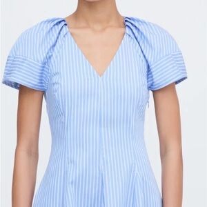 Hill House Light Blue Striped Asymmetrical Dress